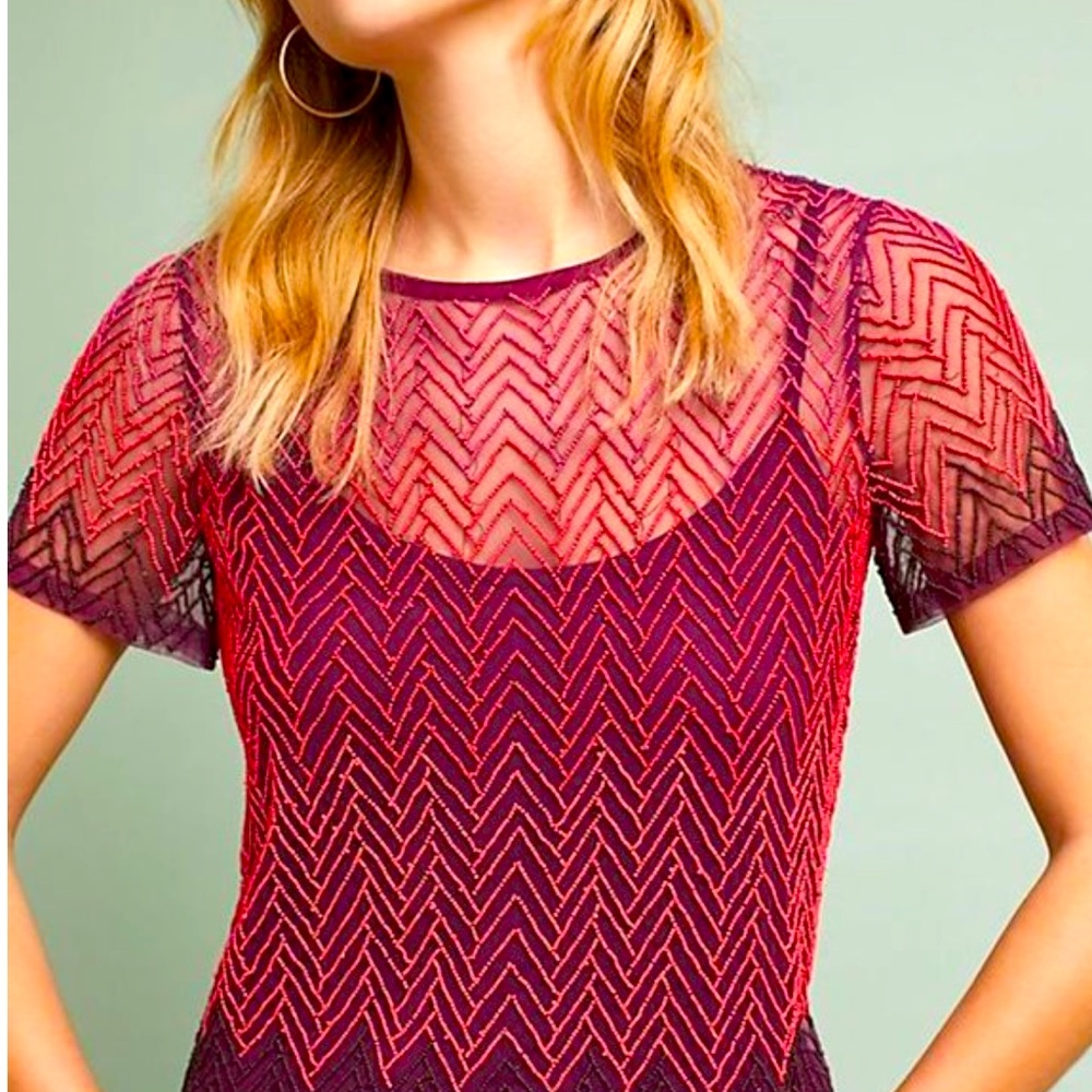 Corinne Chevron Beaded top from Anthropologie